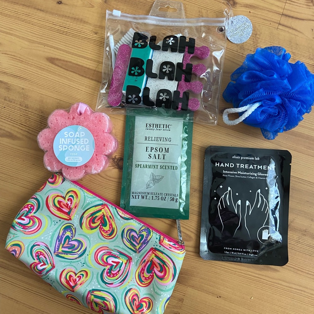 Clinique Beauty bag filled with beauty essentials